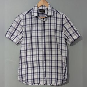 Black Brown 1826 Men's Small Blue & White Checkered Short Sleeve Button Up Shirt